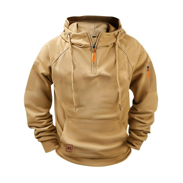 Sudadera con capucha para hombre, jersey liso de raglán, varios bolsillos, media cremallera, sudadera deportiva, sudadera con capucha, abrigo, blusa de poliéster para hombre