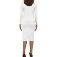 thumbnail image 7 of Birthday Dresses for Lady Women's Business Skirt Suit 2 Piece Long Sleeve Blazer Jackets with Pencil Skirt Sets Plus Size Solid Slim Fitting Office Work Formal Outfits White 3XL, 7 of 7