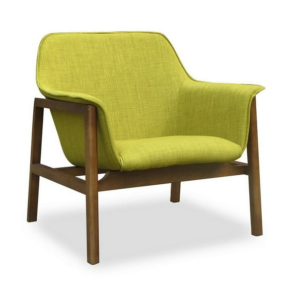 Manhattan Comfort Miller Fabric Upholstered Accent Chair in Green/Walnut