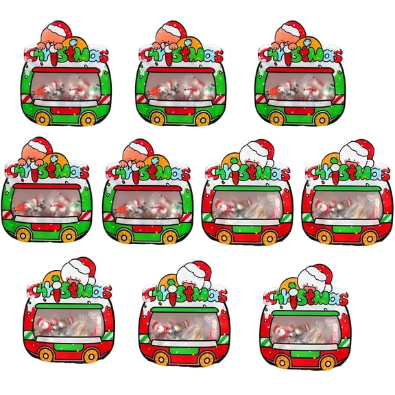 Christmas Treat Bags, 10 Pcs Cute Santa Gift Bags with Window, Christmas Candy Bags, Xmas Snack Bags for Holiday Party Favor