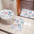 thumbnail image 5 of Summer Nautical Bathroom Rugs Set Red Blue Coral Seashell Coastal Vintage Non Slip Absorbent Soft Bath Mats 3 Piece Set with Bathroom Rug, U-Shaped Floor Mat, Toilet Seat Cover Large Size, 5 of 9