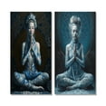 thumbnail image 2 of Designart "Spiritual Elegance Blue Yogini Meditation I" Yoga Wall Art Set Of 2 - Traditional Blue Wall Decor Set Of 2, 2 of 6