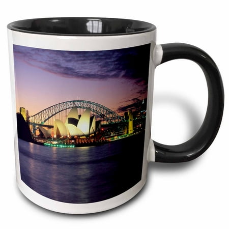 

3dRose Sydney Australia purple and pink sunset - Two Tone Black Mug 11-ounce