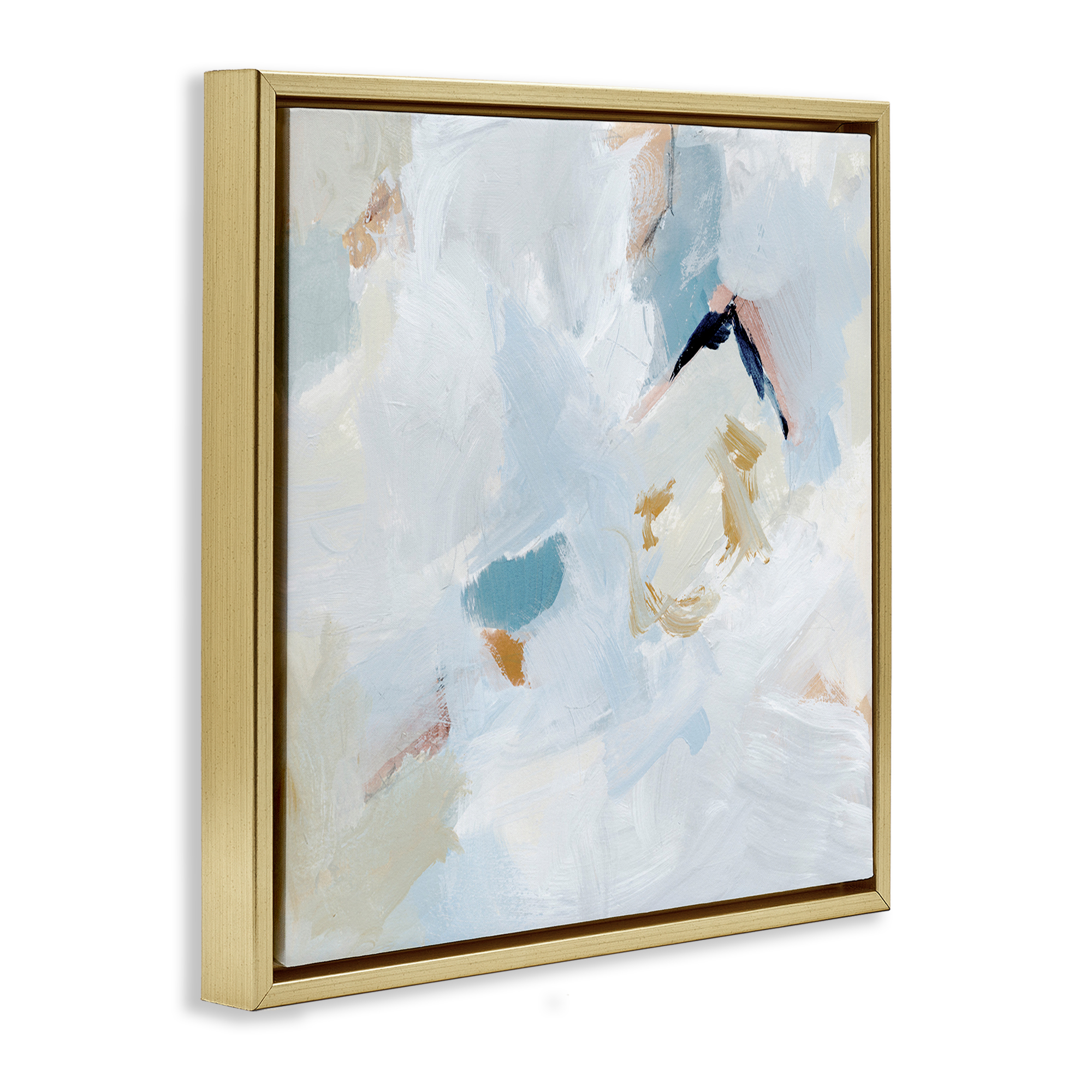 Stupell Industries Soft Subtle Abstraction Abstract Painting Gold Floater Framed Canvas Art Print Wall Art, 18 x 18