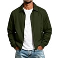 thumbnail image 2 of TOMVIGX Mens Bomber Jacket Lightweight Windproof Flight Jacket Spring Autumn Casual Zip Up Solid Color Lapel Collar Vintage Pilot Outerwear Coat Army Green L, 2 of 7