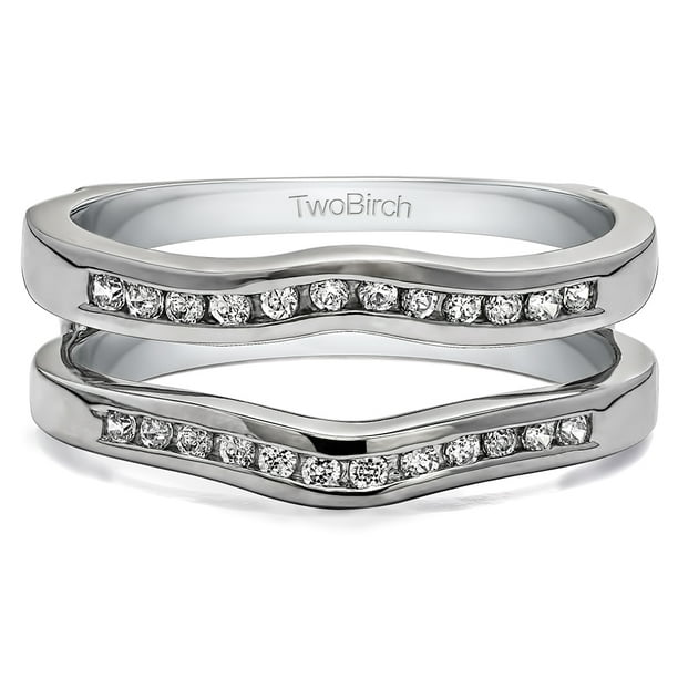 TwoBirch Classic Curved Style Ring Guard in Sterling Silver (0.98ctw