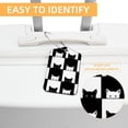 thumbnail image 3 of Square PU Leather Luggage Tags - 2 Pack with Privacy Cover and Stainless Steel Ring - Suitable for Travel, Backpack, Handbag - Suitcase Tags, Travel Tag Black White Cat Chess Board, 3 of 7