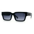 thumbnail image 5 of Luxe Lion Head Jewel Hinge Narrow Rectangle Horn Rim Plastic Sunglasses Black - Smoke, 5 of 8