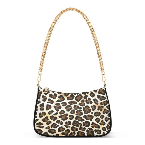 Ryvnso Leopard Animal Skin Womens Chain Shoulder Bag Tote Handbags Clutch Hobo Purse with Zipper for Travel