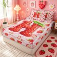thumbnail image 2 of meiyoeat Strawberry H Initial Zipper Full Size Comforter Sets with Fitted Sheet and 2 Pillowcases for Girls, Fruit Flower Zipper Bedding Set, Red Pink, Polkadot Reversible, 4pcs, 2 of 6
