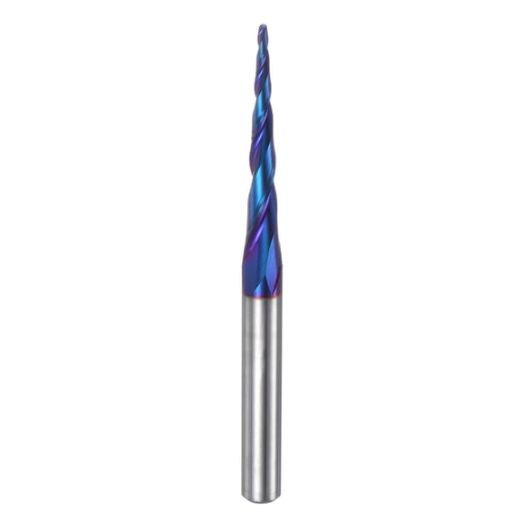 Uxcell Tapered Ball Nose End Mill 1/32" Radius 1/4" Shank Solid Carbide Nano Coated Upcut Spiral 3 Flutes