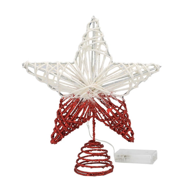 Adorno de adorno para la copa del árbol de Navidad con luz LED y purpurina para la copa del árbol de Navidad