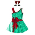 thumbnail image 3 of YiZYiF Kids Girls Sequins Striped Tutu Dress Christmas Dance Costume Figure Skating Dresses Green 14, 3 of 6
