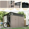 thumbnail image 4 of Aoxun 9.5'x7.5' Shed Outdoor Storage Shed with Triple Lockable Door Metal Storage Cabinet with Slopping Roof for Tools Bicycles Storage for Garden, Patio, Courtyard (Brown), 4 of 8