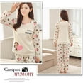thumbnail image 4 of Autum Sleepsuit Women Cartoon Monkey Pattern Long Sleeve Sleep Wear Set, 4 of 10