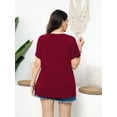 thumbnail image 4 of VERABENDI Women's Plus Size Tops Dropped Shoulder Short Sleeve Blouses Button Up V Neck T-Shirts,1X/2X/3X/4X, 4 of 6