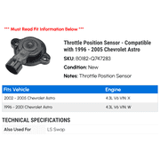 Throttle Position Sensor - Compatible with 1996 - 2005 Chevy Astro 1997 1998 1999 2000 2001 2002 2003 2004