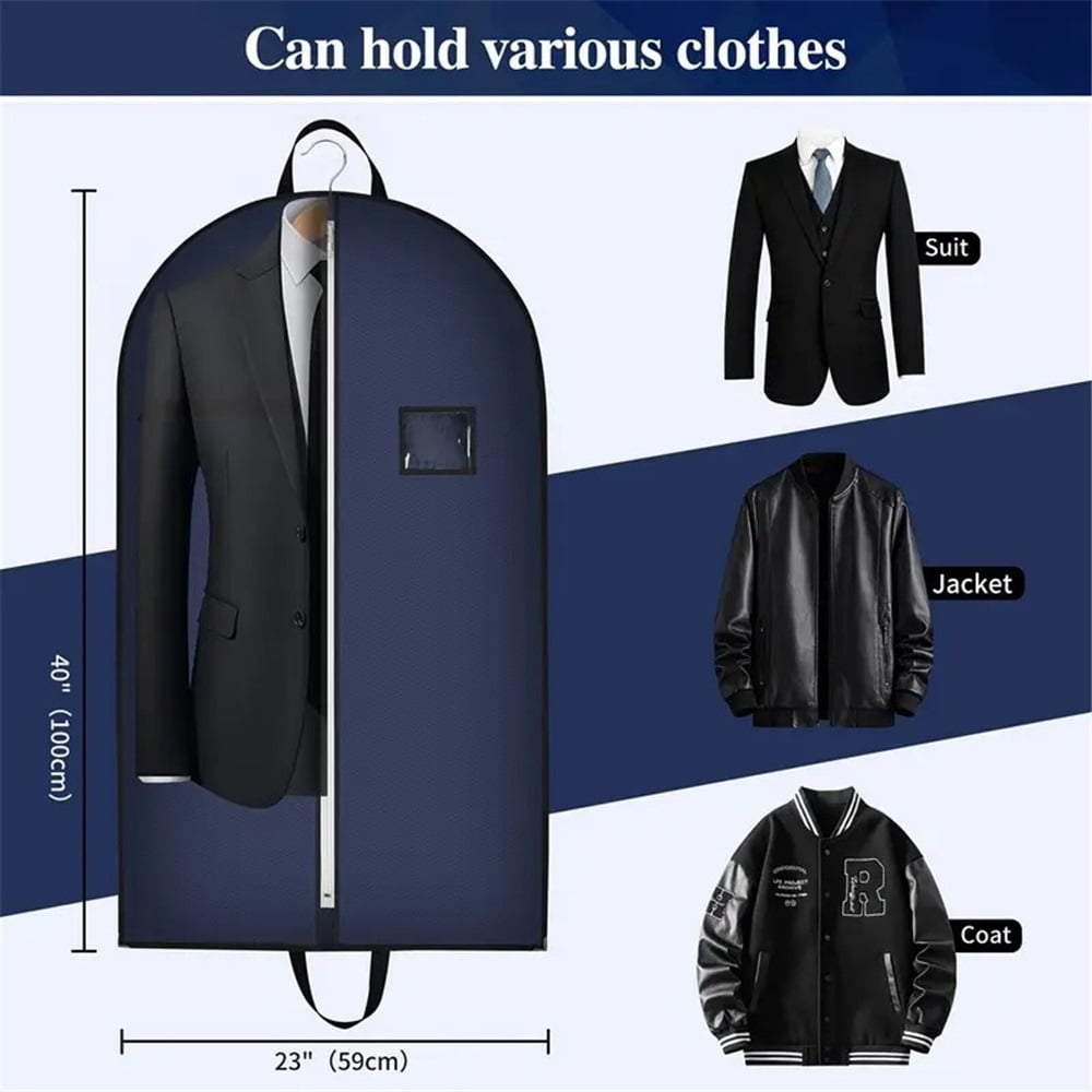 2 pack 40-inch Suit Bag Garment Bag for Travel and Storage, Garment Bags for Hanging Clothes with Zipper and Visible Transparent Window, Black