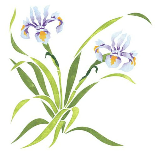Iris Flower Wall Stencil SKU #1944 by Designer Stencils - Walmart.com ...