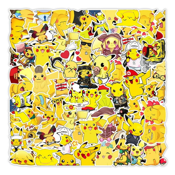 Pegatinas de dibujos animados de Pokémon para niños, pegatinas de Anime japonés, impermeables, para bicicleta, refrigerador, motocicleta, equipaje, Pikachu, 50/100 Uds.