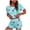 Sky Blue, variant on GDREDA Women's Sleepwear Set's Fashionable Home Round Neck Short Sleeved Shorts With Print Casual Pajamas And Pajama Pants Set Women Pajama Sets pyjamas Sky Blue,L