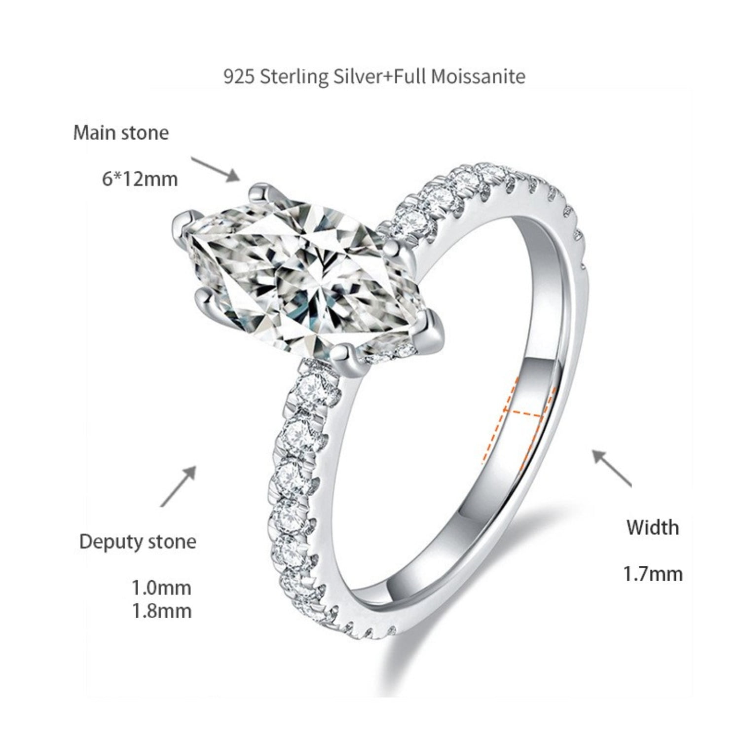 2ct 18K Gold Moissanite Rings for Women D Color VVS1 Moissanite Engagement Rings jewelry Marquise Cut S925 Sterling Silver Rings Women Diamond Rings with Certificate
