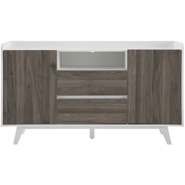Buffet Contemporain à 2 Portes en Blanc Massif/gris Ardoise