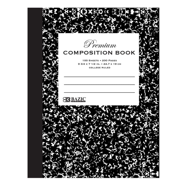 Libro de composición BAZIC Black Marble College Ruled 100 hojas