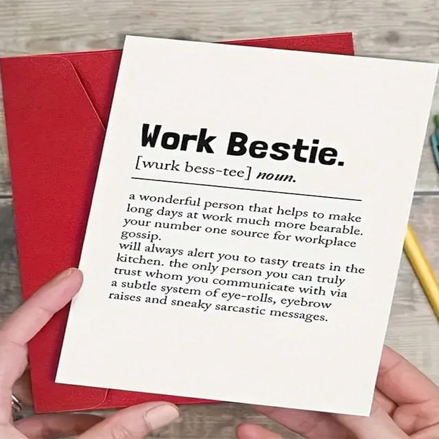LNGOOR 1pc Card For Your Best Work BFF Funny Birthday Greeting Card For Workmate (Comes With Random Color Envelope)