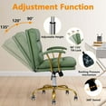 thumbnail image 6 of Ergonomic Desk Chair with Wheels and Arms Set of 2, Swivel Faux Leather Office Chair with Gold Base, Adjustable Height Modern Computer Chair for Office, Home, Bedroom, Vanity, Green, 6 of 9