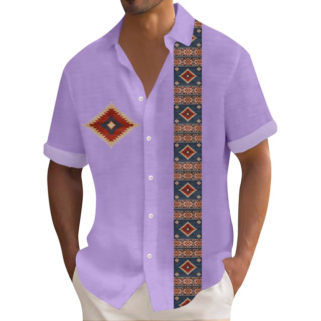 Hawaiian Shirt For Men, Men's Vintage Button Down Bowling Shirts Short Sleeve Summer Beach ShirtM