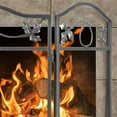 thumbnail image 4 of Amagabeli 50X29In Fireplace Screen 3 Panel Spark Guard Pewter Wrought Iron Large Screen Outdoor Metal Decorative Mesh Cover Solid Fire Place Fence Leaf Design Steel Fireplace Panels Black, 4 of 9