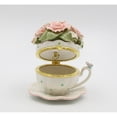 thumbnail image 2 of Cup and Saucer Shaped Music Box with Pink Flowers 4.5 Inches Gift, 2 of 5