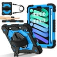 thumbnail image 2 of Case for iPad mini 6th Gen 8.3" 2021, Rugged Shockproof Case with Crossbody Strap & Pencil Holder [360° Rotating Hand Strap] & Stand, Case for iPad mini 6th Gen 8.3" 2021, Black+Blue, 2 of 10