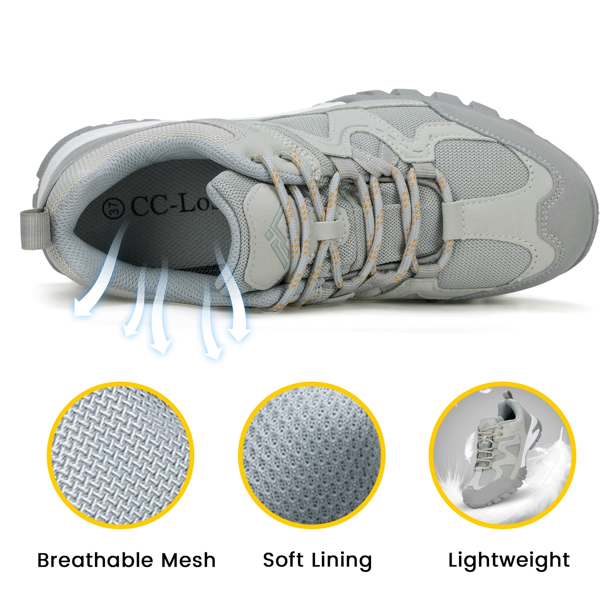 CC-Los Women's Waterproof Hiking Shoes Lightweight Breathable Walking Shoes for Outdoor Climbing Size 5.5-11