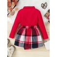 thumbnail image 4 of Bagilaanoe 2Pcs Little Girls Fall Clothes Toddler Long Sleeve Turtleneck Knit Tops + Plaid Skirt 4T 5T 6T 7T Kids Casual Skirt Set, 4 of 9