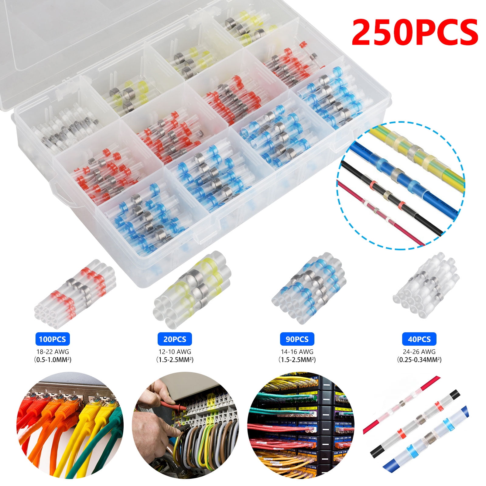 Solder Connector Kit, TSV 250 PCS Durable Connection Solder Seal Heat