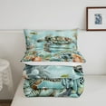 thumbnail image 4 of Sea Turtle Comforter Set Ocean Tortoise Twin Bedding Comforter Sets ,Nautical Sea Animal Quilt Coral Fish Reptile Duvet Insert,Hawaii Beach Decor,Cyan, 4 of 5