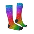 thumbnail image 3 of Daiia Sports Socks Rainbow Glitter Printed Novelty Crew Socks for Men Women Knee High Socks Cotton Socks Soft & Breathable Support Unisex Socks, 3 of 9