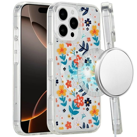 For iPhone 16 Pro 6.3 inch Magnetic Space UV Design Case - Colorful Floral
