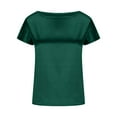 thumbnail image 5 of Wycnly Summer Tops for Women Summer Tops Plus Size Lightweight Silky Satin Tunic Top 2024 Fashion Solid Tee Tops Girls Crewneck Short Sleeve Blouses, 5 of 6