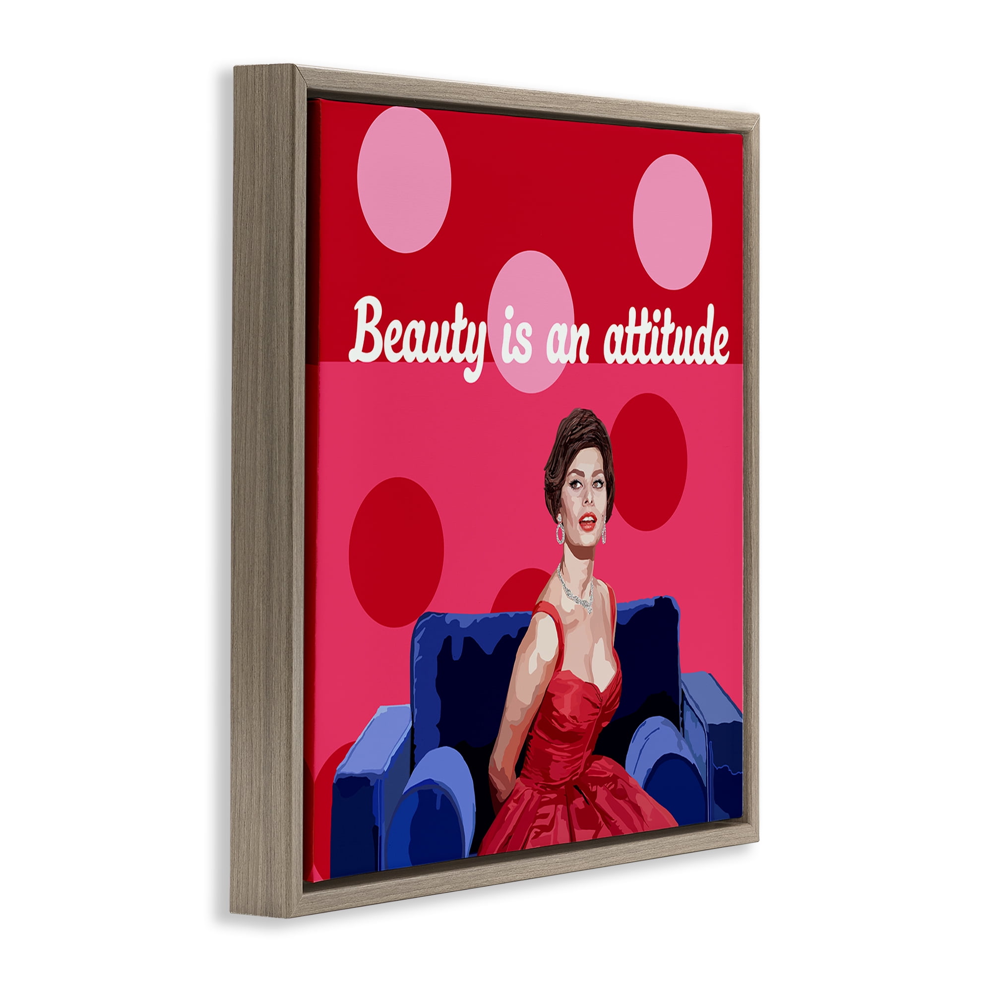 Stupell Industries Beauty Is An Attitude Brown Framed Floater Canvas Wall Art, design by Lynnda Rakos