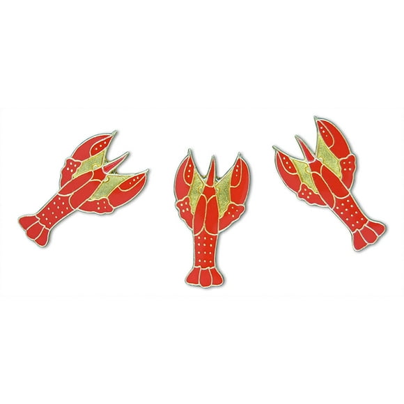 Red Lobster 3-Piece Animal Pride Lapel Pin or Hat Pin & Tie Tack Set with Clutch Back by Novel Merk