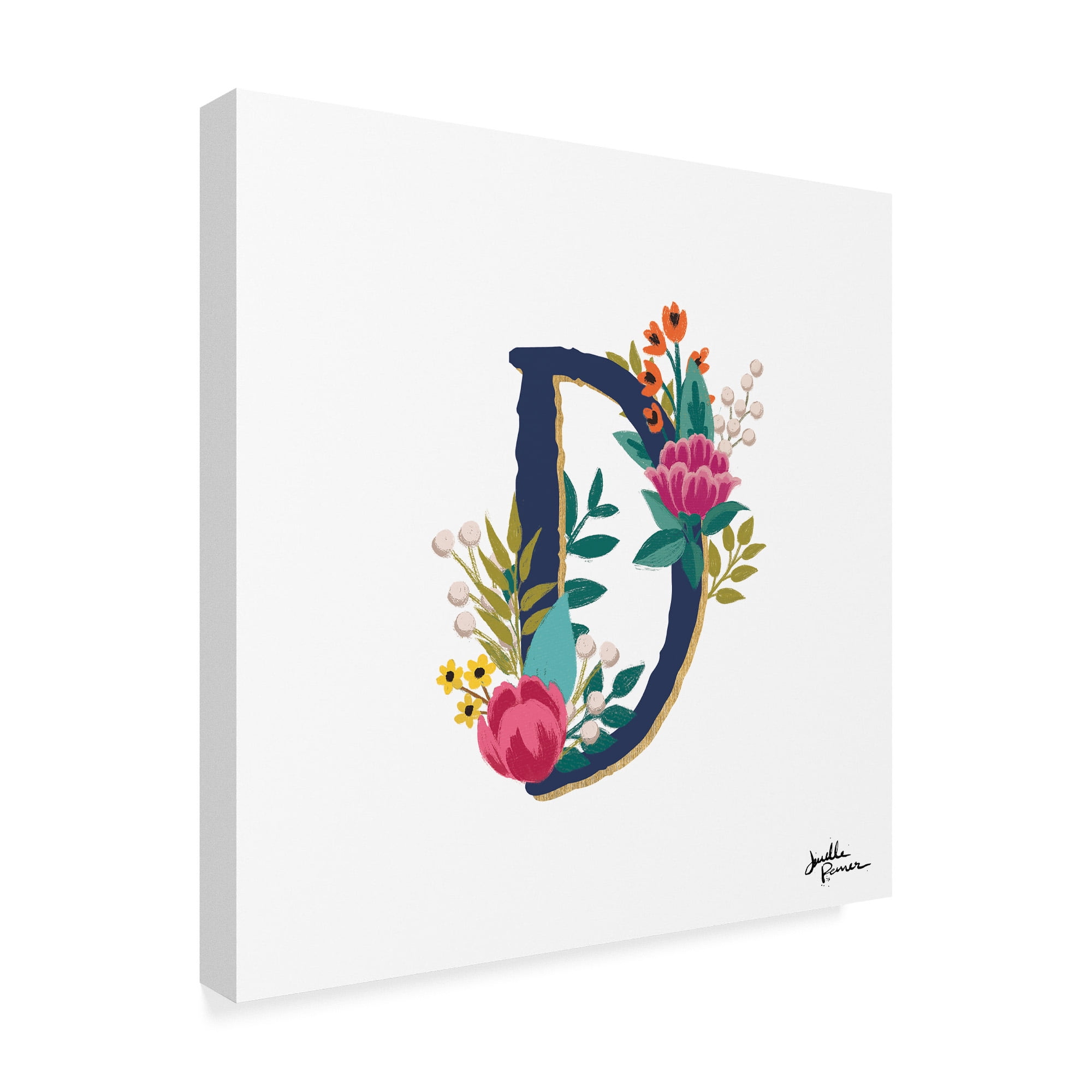 Trademark Fine Art 'Romantic Luxe Monogram D Navy' Canvas Art by Janelle Penner