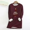 thumbnail image 2 of IROINNID Reduced Christmas Sweatshirts for Women Ladies Winter Plus Fleece Warm Christmas Print Long Top,Burgundy, 2 of 5