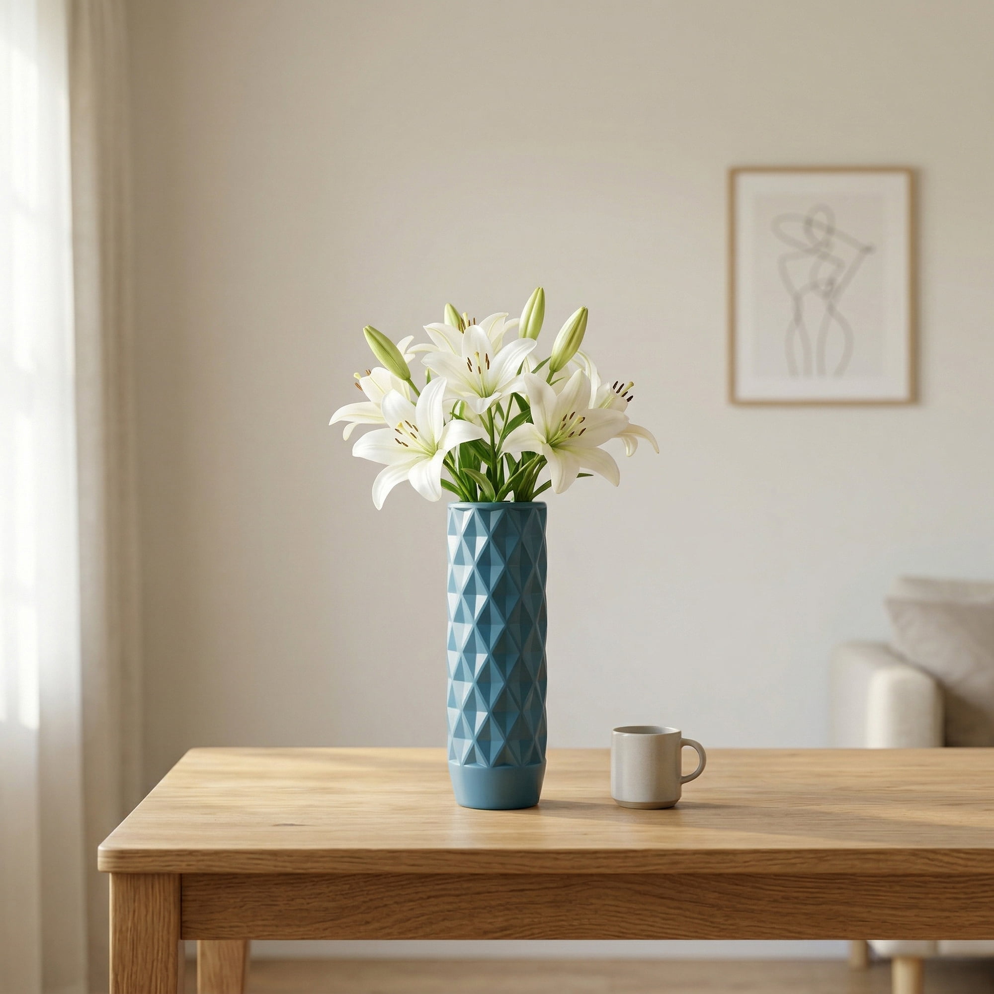 Unique Bargains Clear Plastic Cylinder Shatterproof Flower Vase Blue 3.5" x 3.5" x 11.8"