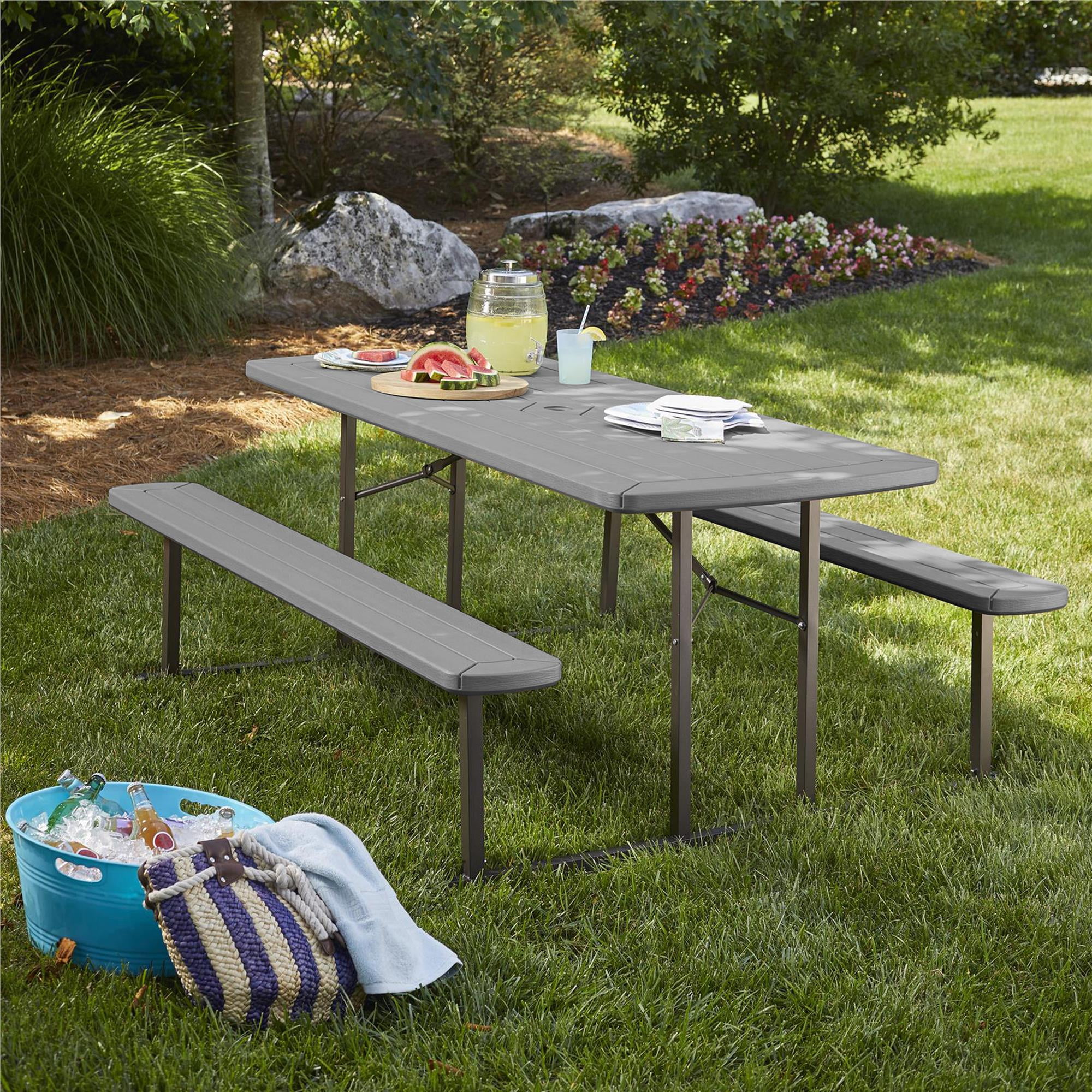 Portable Travel Picnic Table & Chairs - Wooden Style