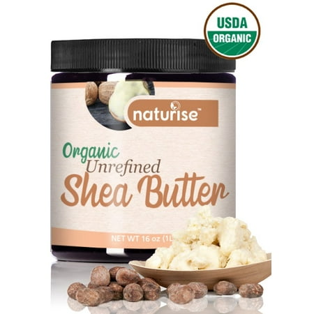 Naturise Shea Butter Raw Organic Unrefined Ivory 16 oz (1 LB) - Highest Grade African Shea Butter - Great for DIY Skincare Products and Body Butter Moisturizer for Dry Skin, Eczema, and Hair