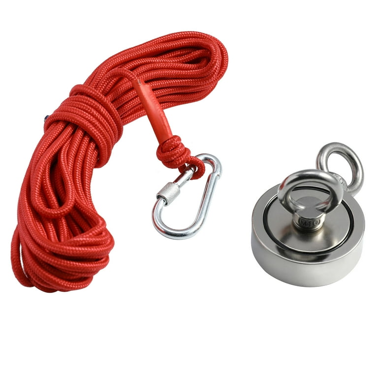 500KG Double Side Neodymium Eyebolt Fishing Magnet 75MM Diameter 25mm  Thickness Magnet Fishing Kit Pulling Force Round Metal Magnet Detector Sea  Fishing Hunting with 10M/33FT Red Rope(500KG) 