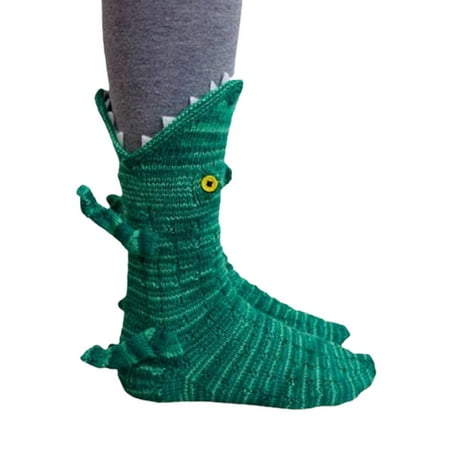 

Lacyie Knit Crocodile Socks Men and Women Novelty Funny Shark Crocodile Dinosaur Socks Cartoon Floor Socks Winter Warm Knit Cotton Socks appropriate